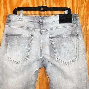 RAWX Distressed Moto Style Light Grey Jeans - Size 34x32